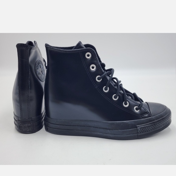 Black Leather Wedge Converse - Picture 2 of 4
